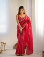 Adorable 1-Minute Ready To Wear Dark Pink Crush Silk Saree
