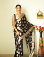 Magnetic 1-Minute Ready To Wear Black Soft Silk Saree