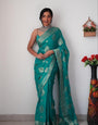 Palimpsest 1-Minute Ready To Wear Sea Green Cotton Silk Saree