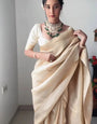 Scintilla 1-Minute Ready To Wear Beige Soft Silk Saree