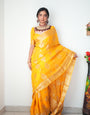 Tempting 1-Minute Ready To Wear Yellow Soft Silk Saree