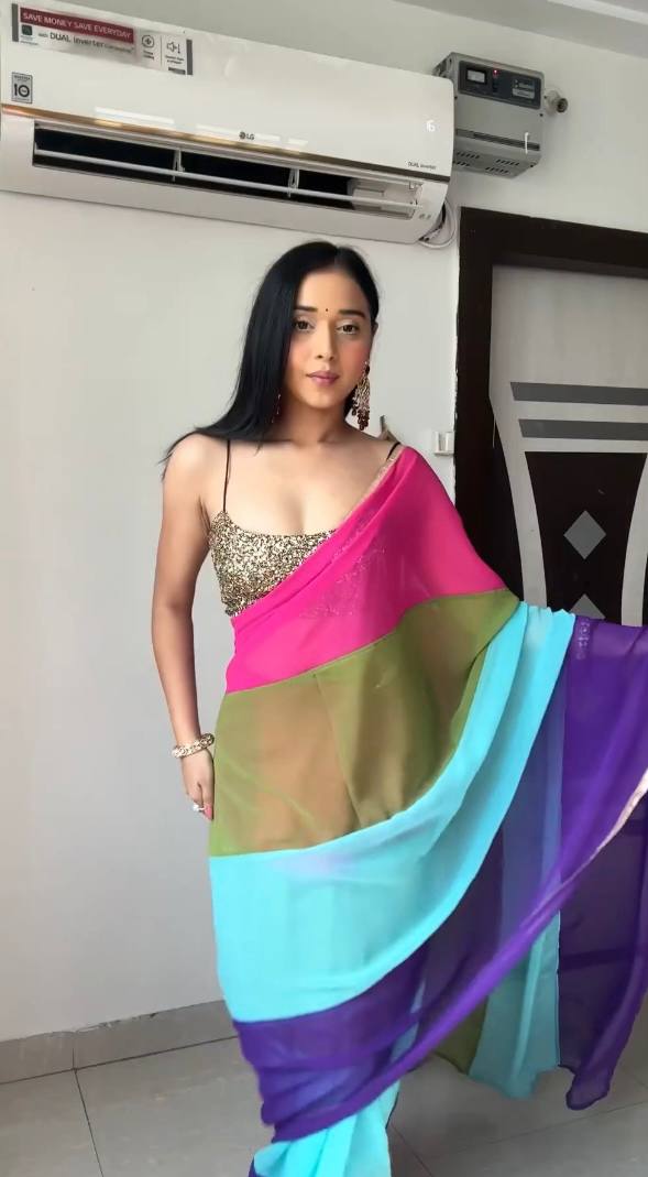 Sensational 1 Minute Ready To Wear Multi Color Georgette Saree