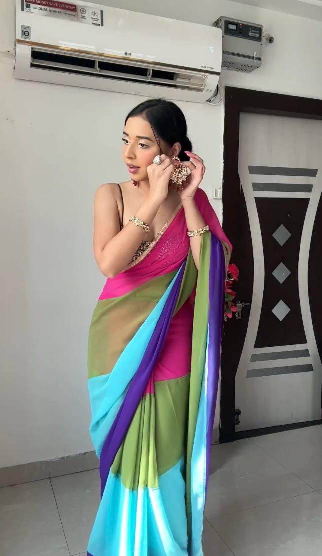 Sensational 1 Minute Ready To Wear Multi Color Georgette Saree