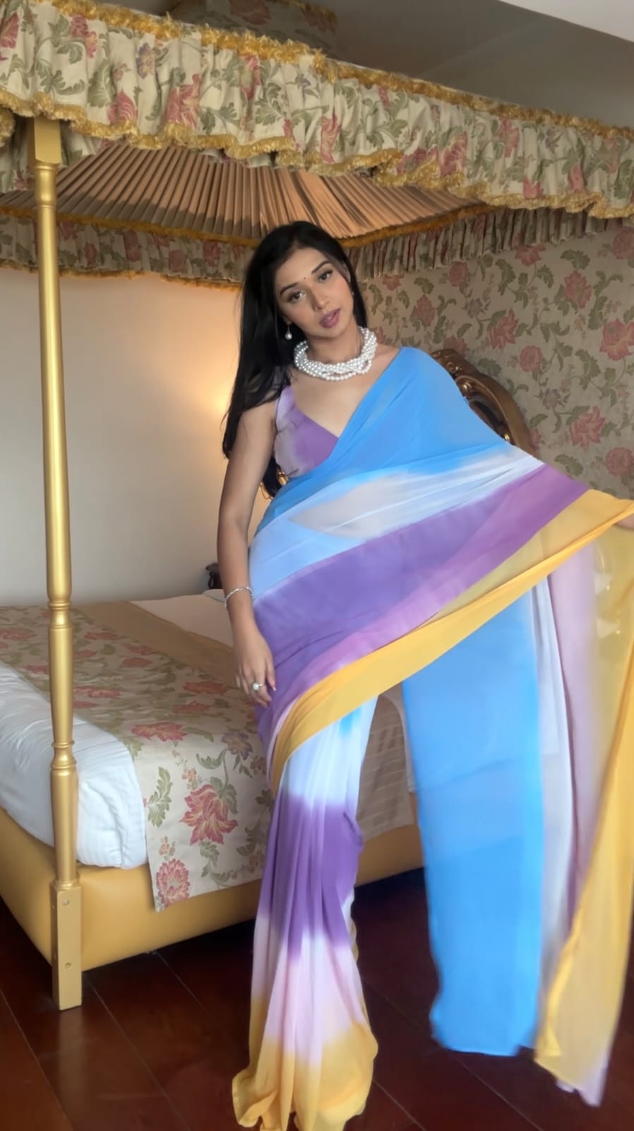 Beleaguer 1 Minute Ready To Wear Multi Color Georgette Saree