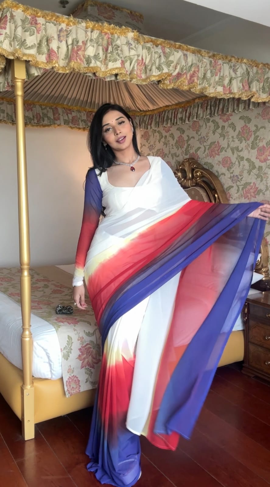 Charming 1 Minute Ready To Wear Multi Color Georgette Saree