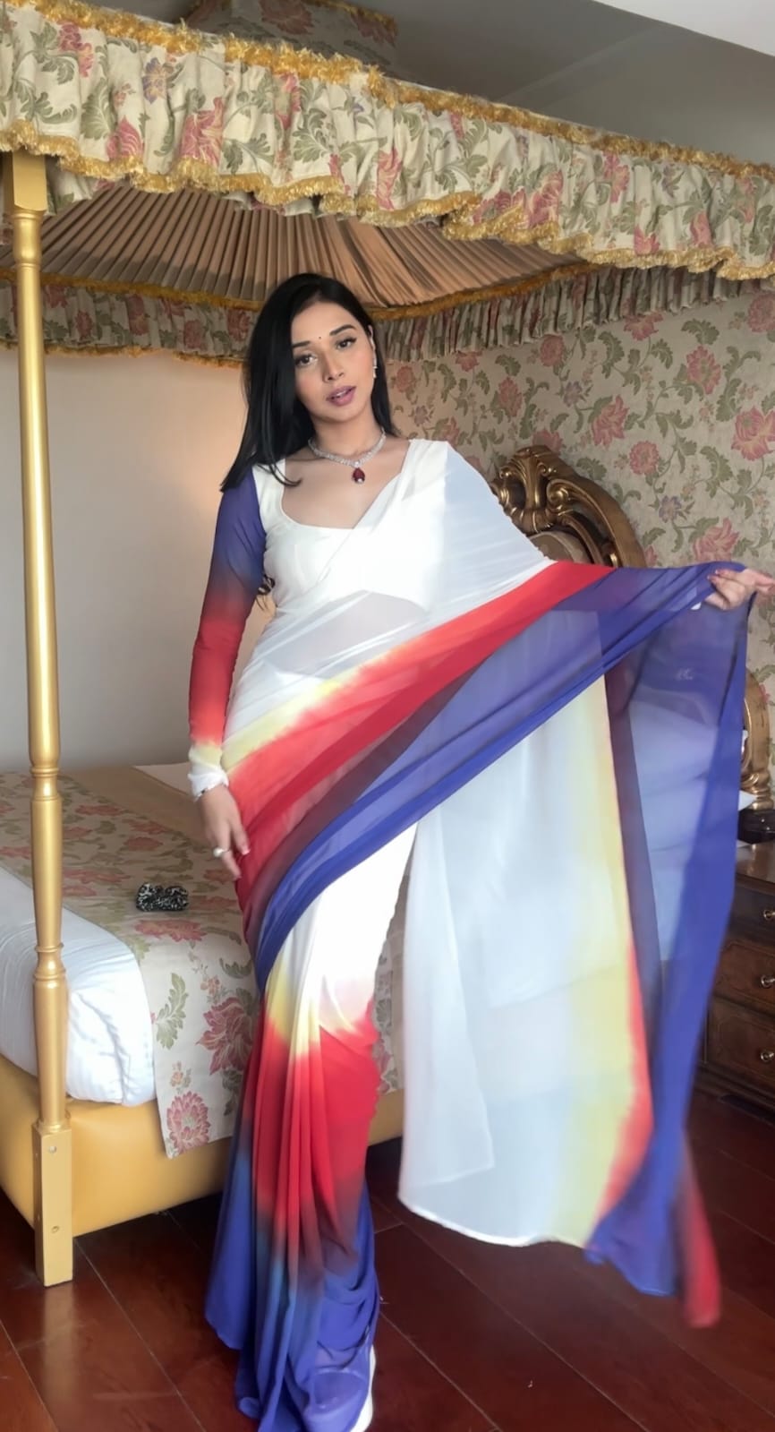 Charming 1 Minute Ready To Wear Multi Color Georgette Saree