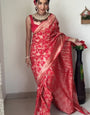 Fancifull 1-Minute Ready To Wear Red Soft Silk Saree