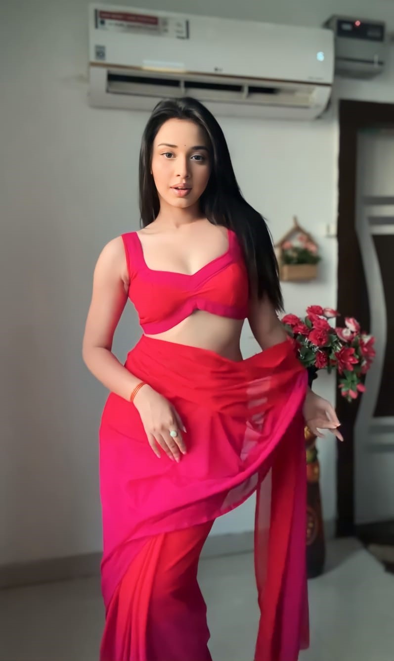 Ravishing 1 Minute Ready To Wear Red And Pink Georgette Saree