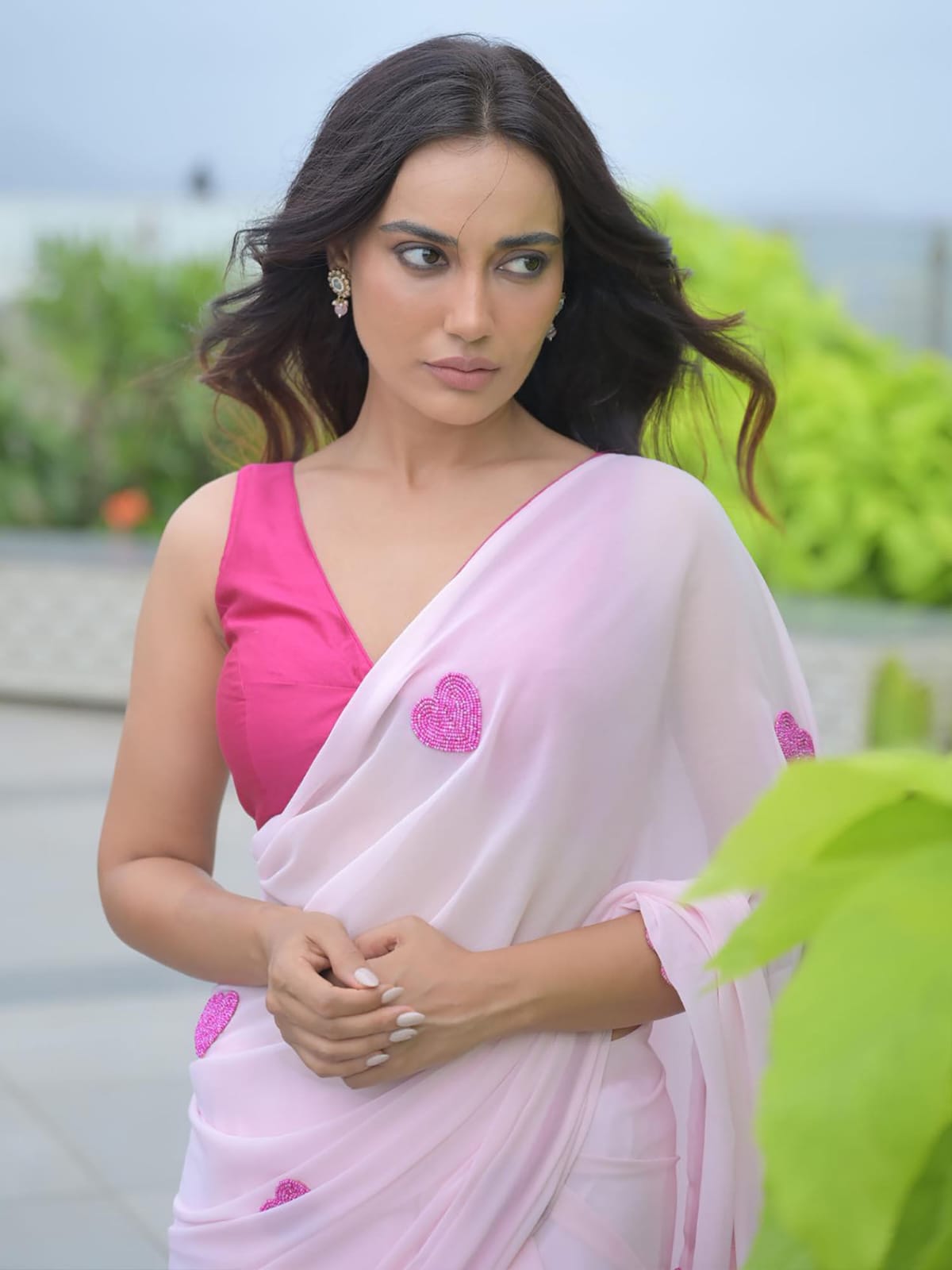 Chatoyant 1 Minute Ready To Wear Pink Georgette Chain Work Saree