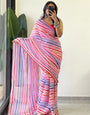 Devastating 1 Minute Ready To Wear Pink Georgette Laheriya Digital Print Saree