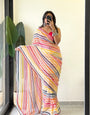 Snazzy 1 Minute Ready To Wear Yellow Georgette Laheriya Digital Print Saree