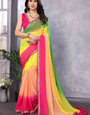 Uplifting 1 Minute Ready To Wear Green And Yellow Georgette Saree