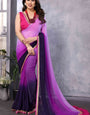 Fiery 1 Minute Ready To Wear Lavender And  Blue Georgette Saree