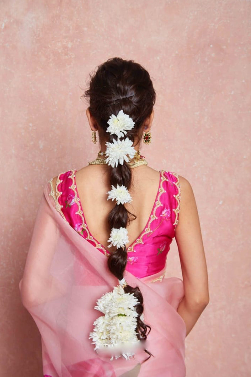 Dalliance 1 Minute Ready To Wear Baby Pink Organza Saree