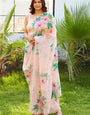 Ebullience 1 Minute Ready To Wear Pink Organza Saree