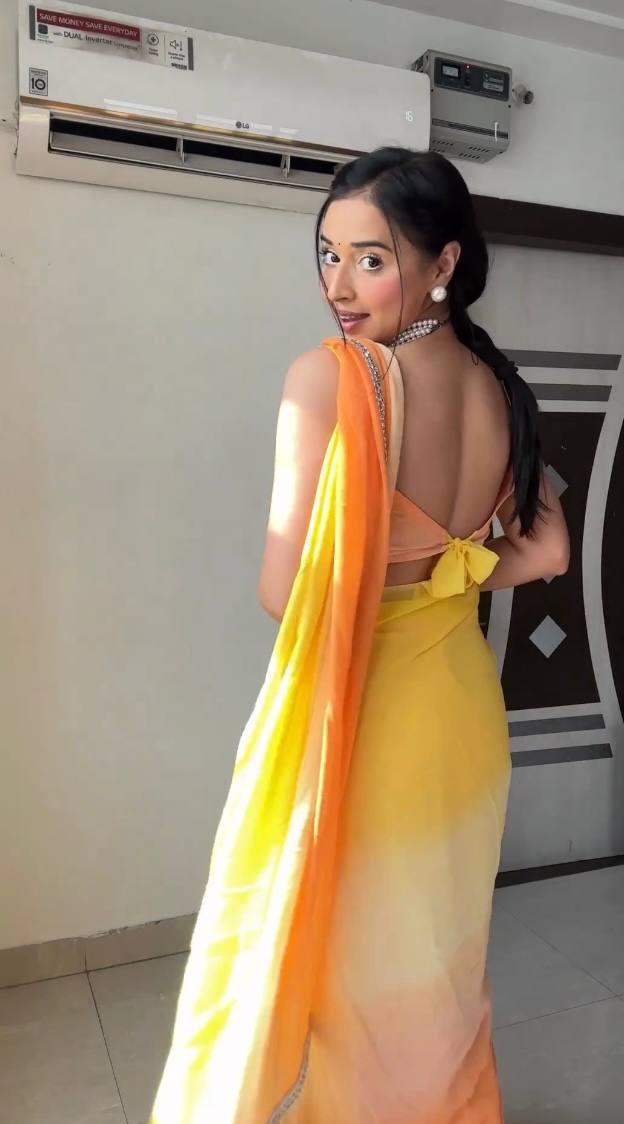 Blissful 1 Minute Ready To Wear Yellow And Orange Georgette Digital Printed Saree