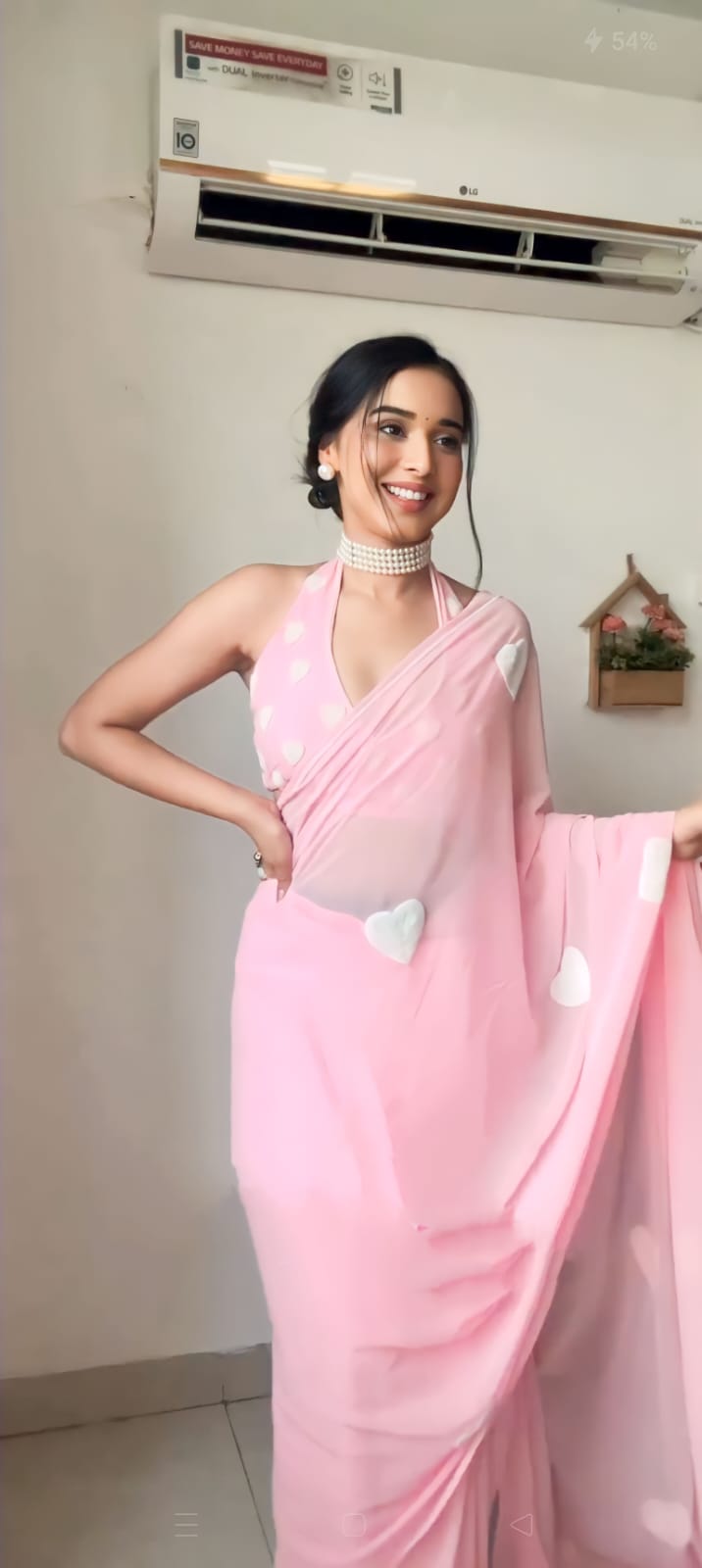 Scrumptious 1 Minute Ready To Wear Pink Georgette Chain Work Saree