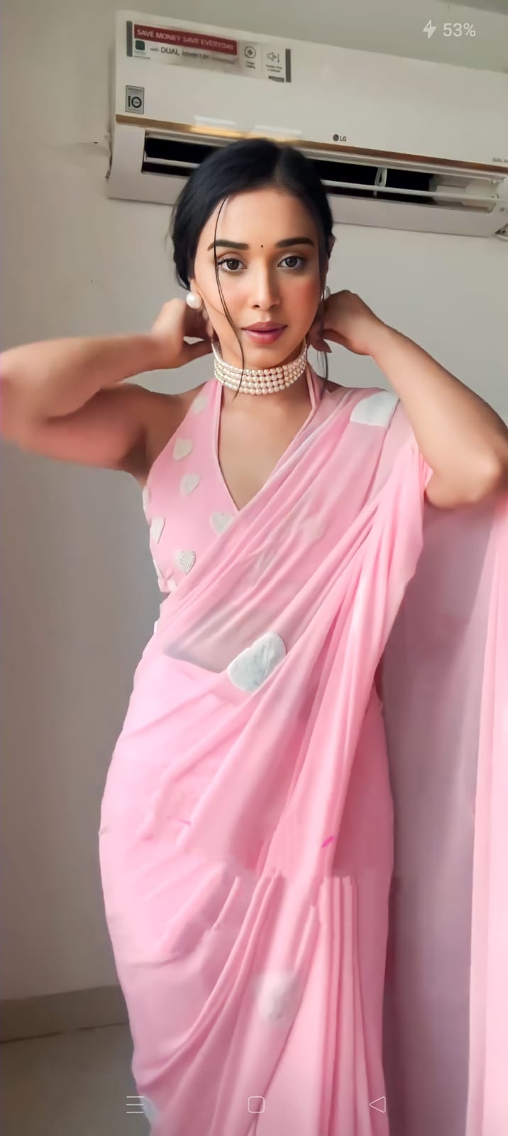 Scrumptious 1 Minute Ready To Wear Pink Georgette Chain Work Saree