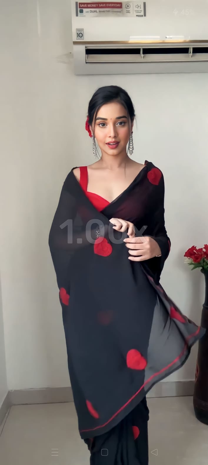 Traditional 1 Minute Ready To Wear Black Georgette Chain Work Saree