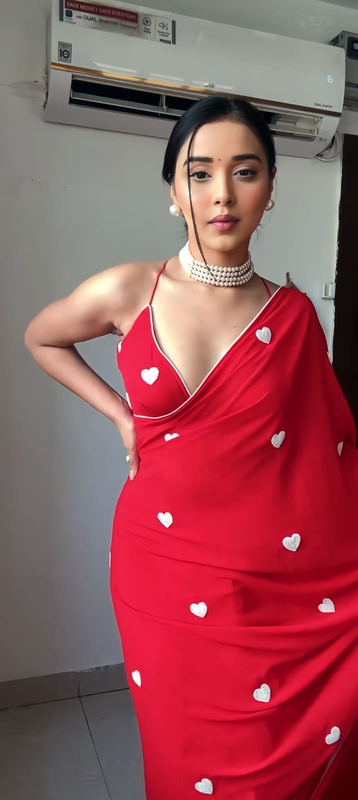 Admirable 1 Minute Ready To Wear Red Georgette Chain Work Saree