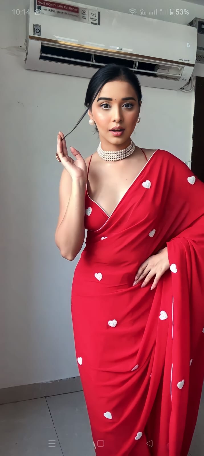 Admirable 1 Minute Ready To Wear Red Georgette Chain Work Saree