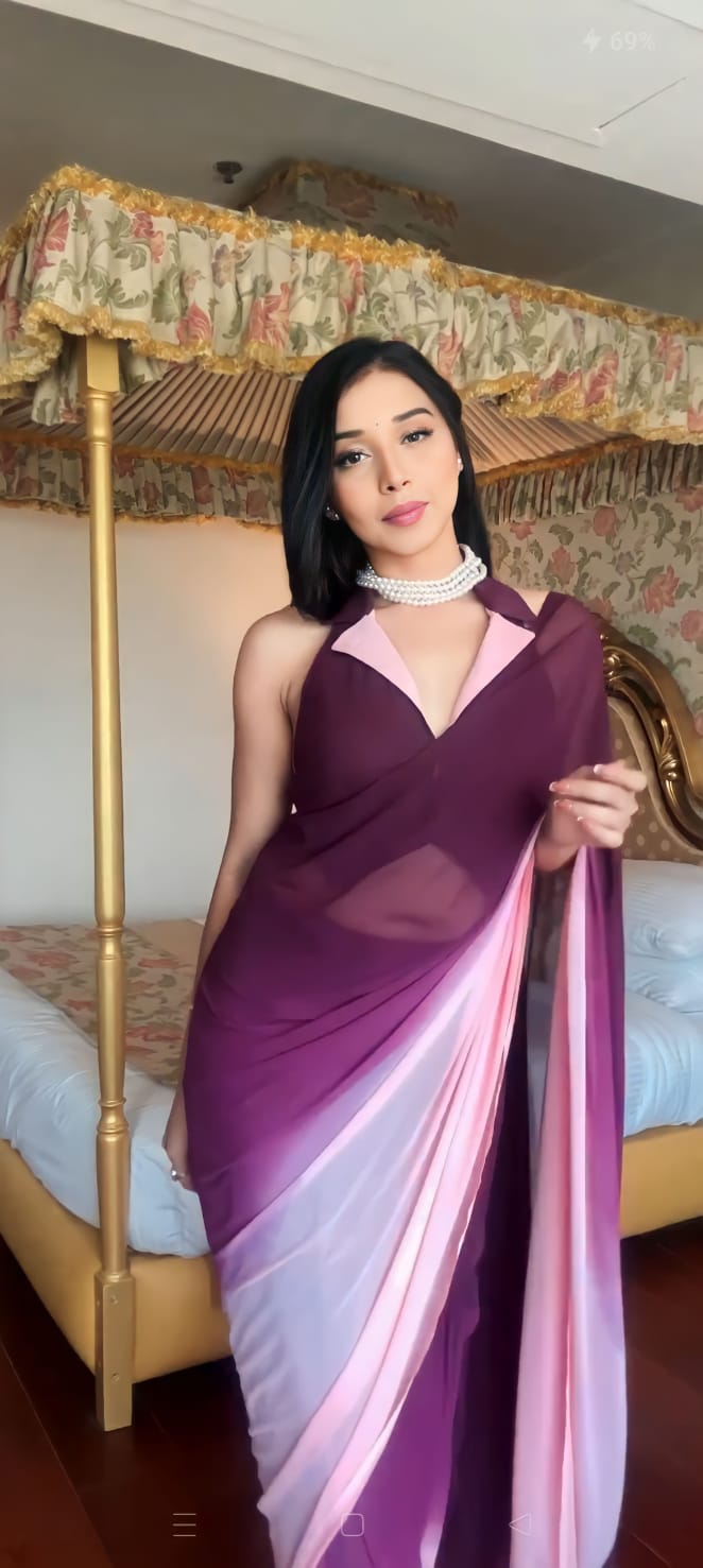 Opulent 1 Minute Ready To Wear Multi Color Georgette Saree