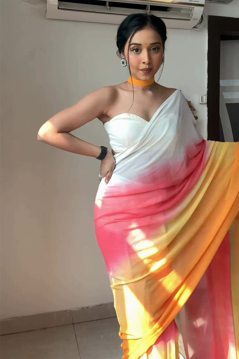 Jazzy 1 Minute Ready To Wear Multi Color Georgette Saree