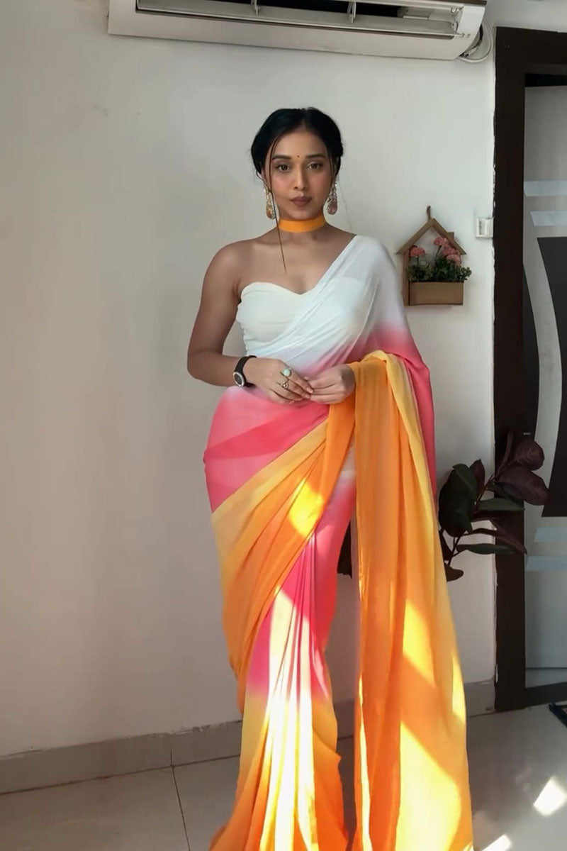 Jazzy 1 Minute Ready To Wear Multi Color Georgette Saree
