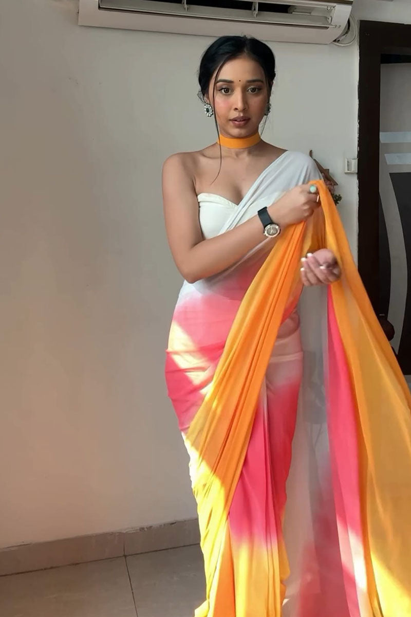 Jazzy 1 Minute Ready To Wear Multi Color Georgette Saree