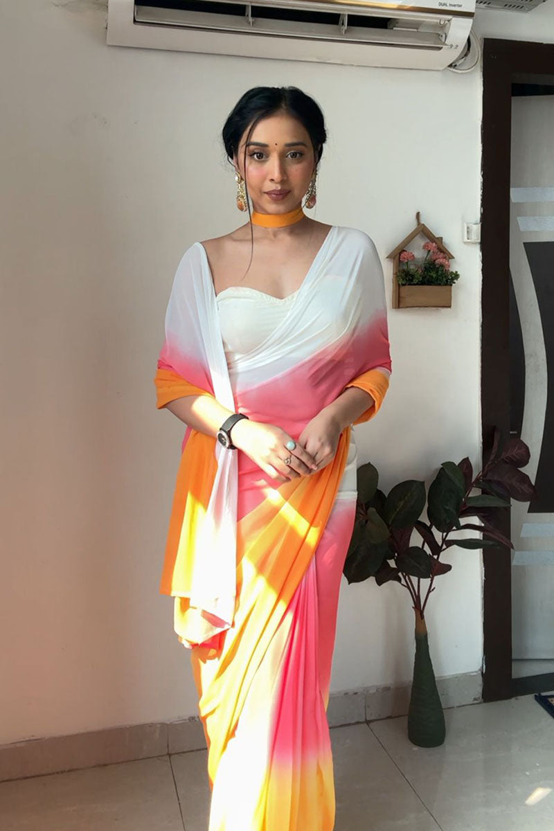 Jazzy 1 Minute Ready To Wear Multi Color Georgette Saree