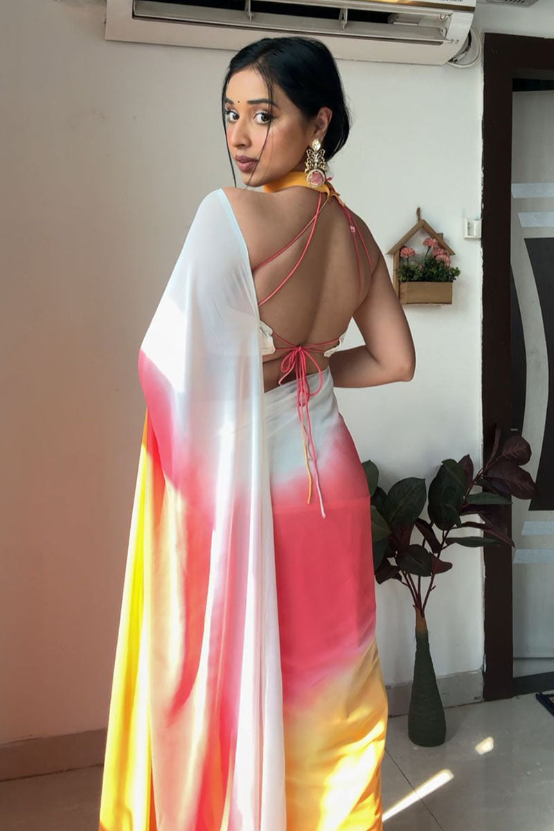 Jazzy 1 Minute Ready To Wear Multi Color Georgette Saree
