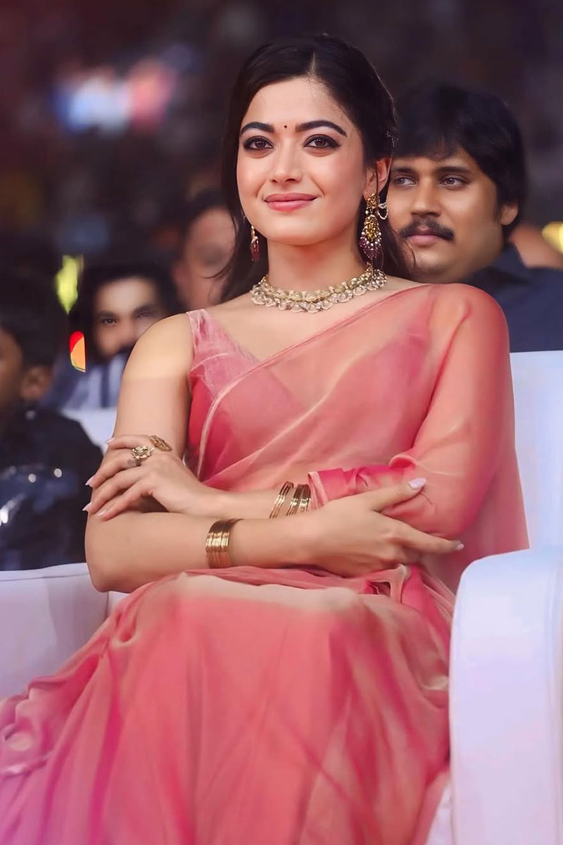 Energetic Pink Fancy Silk Saree With Stitched Blouse Piece