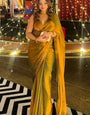 Symmetrical Green Fancy Silk Saree With Stitched Blouse Piece