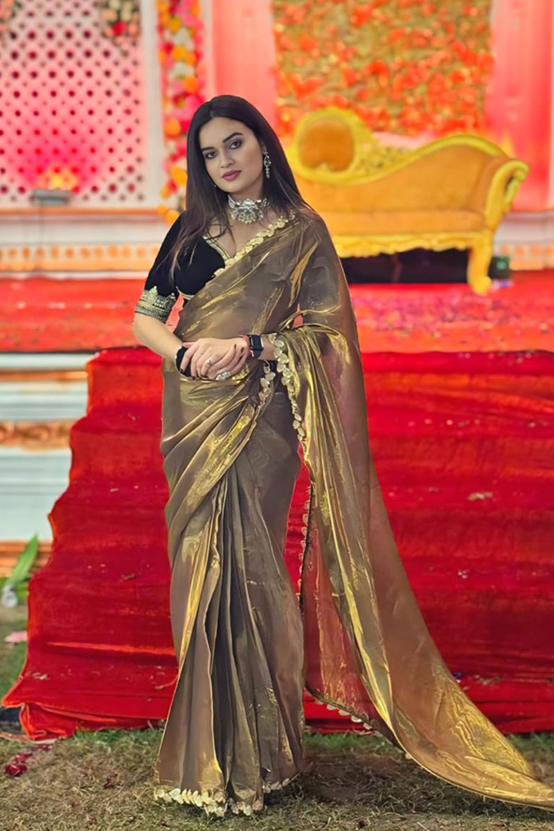 Desultory Green Fancy Silk Saree With Stitched Blouse Piece