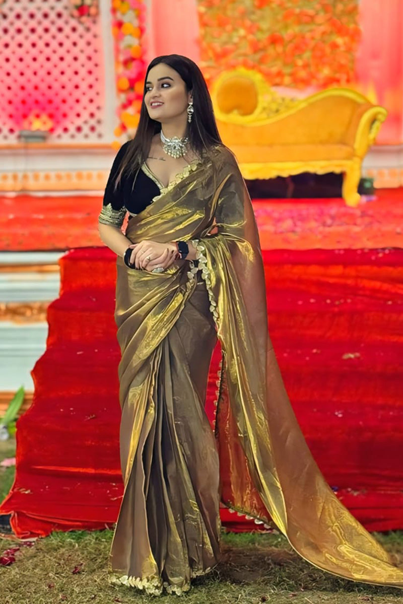Desultory Green Fancy Silk Saree With Stitched Blouse Piece