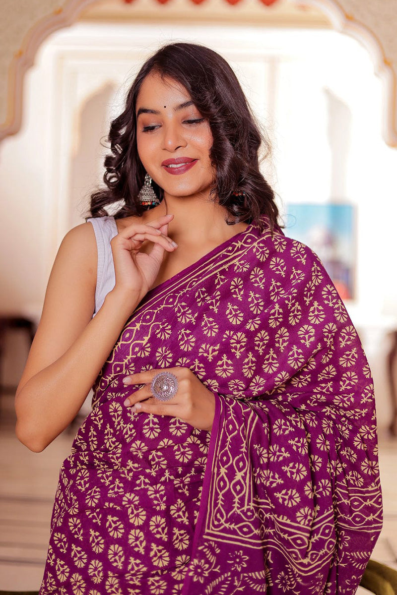 Brood 1 Minute Ready To Wear Pink Cotton Digital Printed Saree