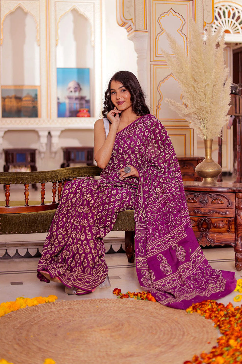 Brood 1 Minute Ready To Wear Pink Cotton Digital Printed Saree