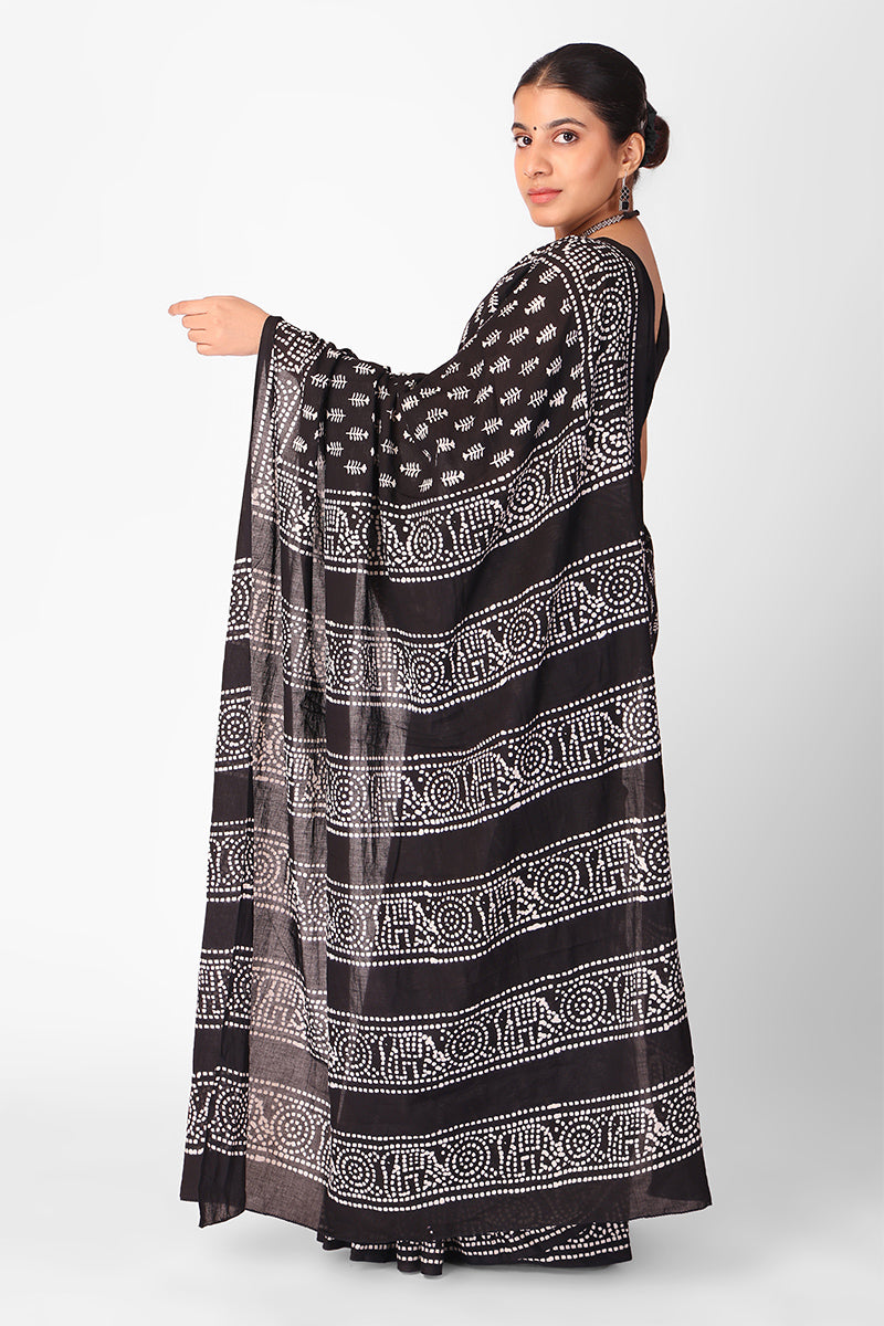 Ratatouille Black 1 Minute Ready To Wear Mul Cotton Digital Printed Saree With Pocket