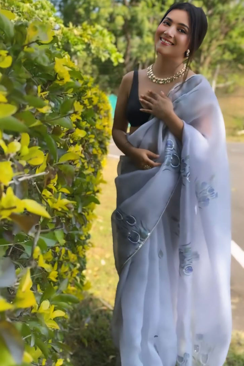 Ravishing Lavender 1 Minute Ready To Wear Organza Saree