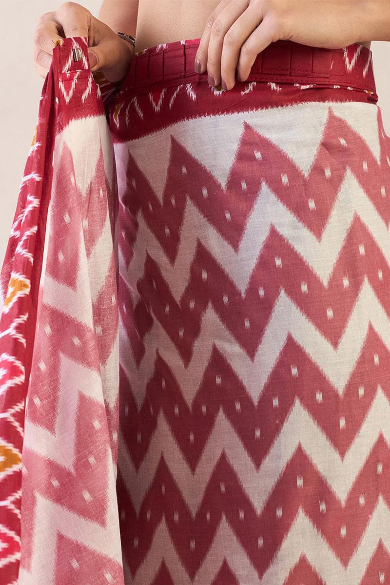 Felicitous Pink 1 Minute Ready To Wear Mul Cotton Digital Printed Saree With Pocket