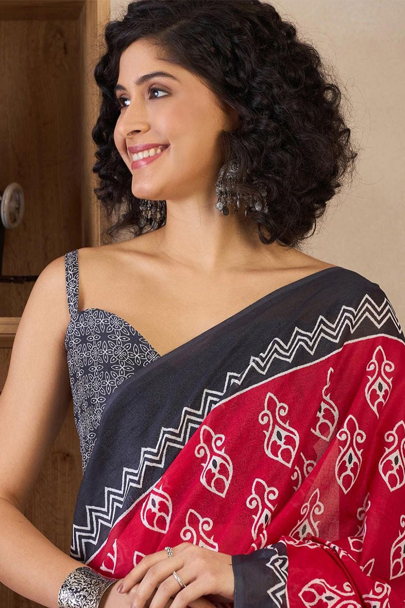 Phenomenal Pink 1 Minute Ready To Wear Mul Cotton Digital Printed Saree With Pocket