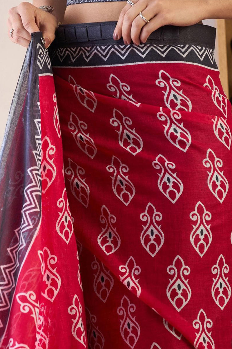 Phenomenal Pink 1 Minute Ready To Wear Mul Cotton Digital Printed Saree With Pocket