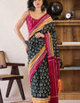 Adoring Black 1 Minute Ready To Wear Mul Cotton Digital Printed Saree With Pocket
