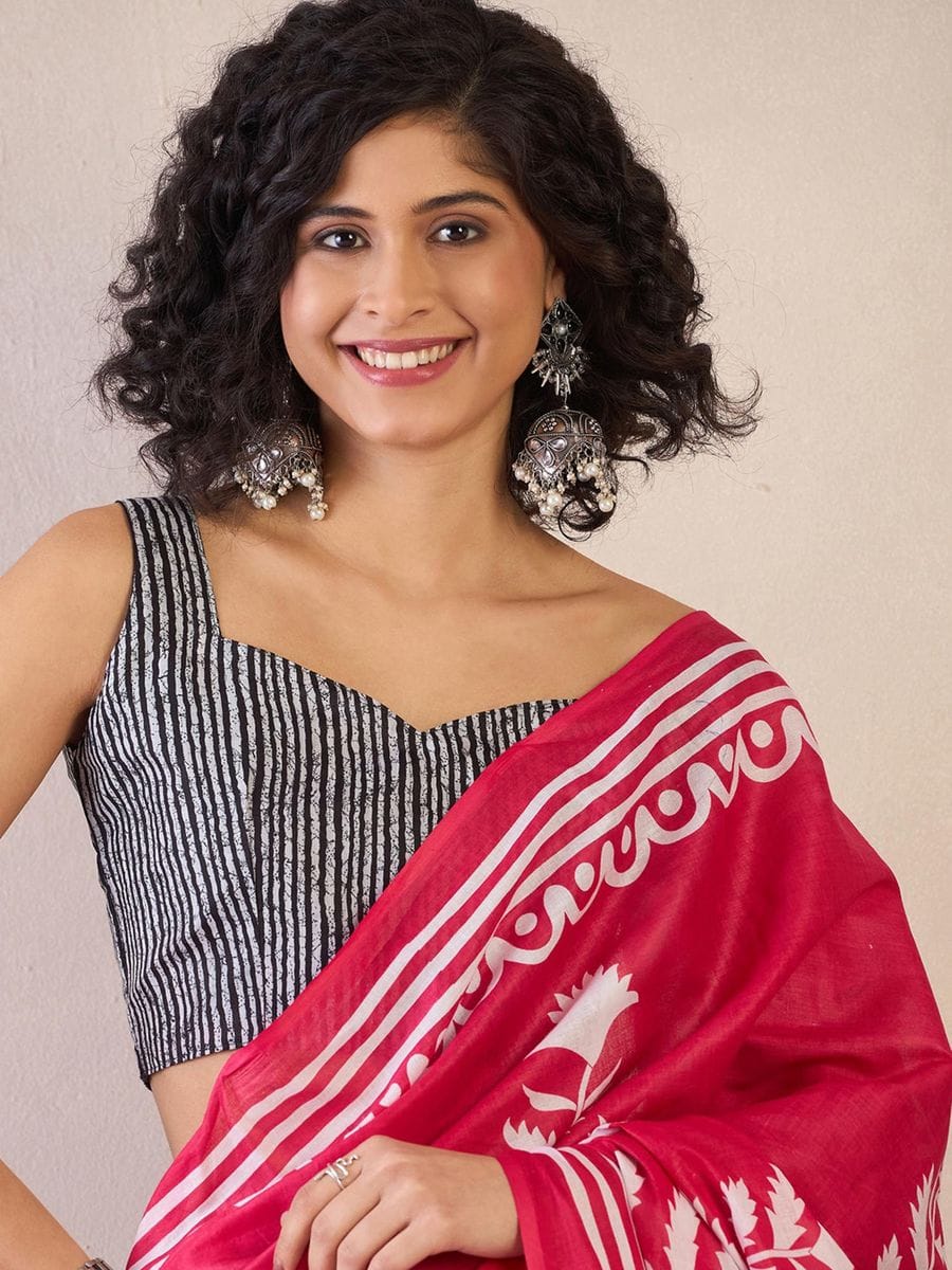Demanding Pink 1 Minute Ready To Wear Mul Cotton Digital Printed Saree With Pocket