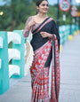 Alluring Black And Red 1 Minute Ready To Wear Premium Crape Silk Saree