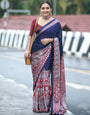 Conflate Navy Blue And Red 1 Minute Ready To Wear Premium Crape Silk Saree