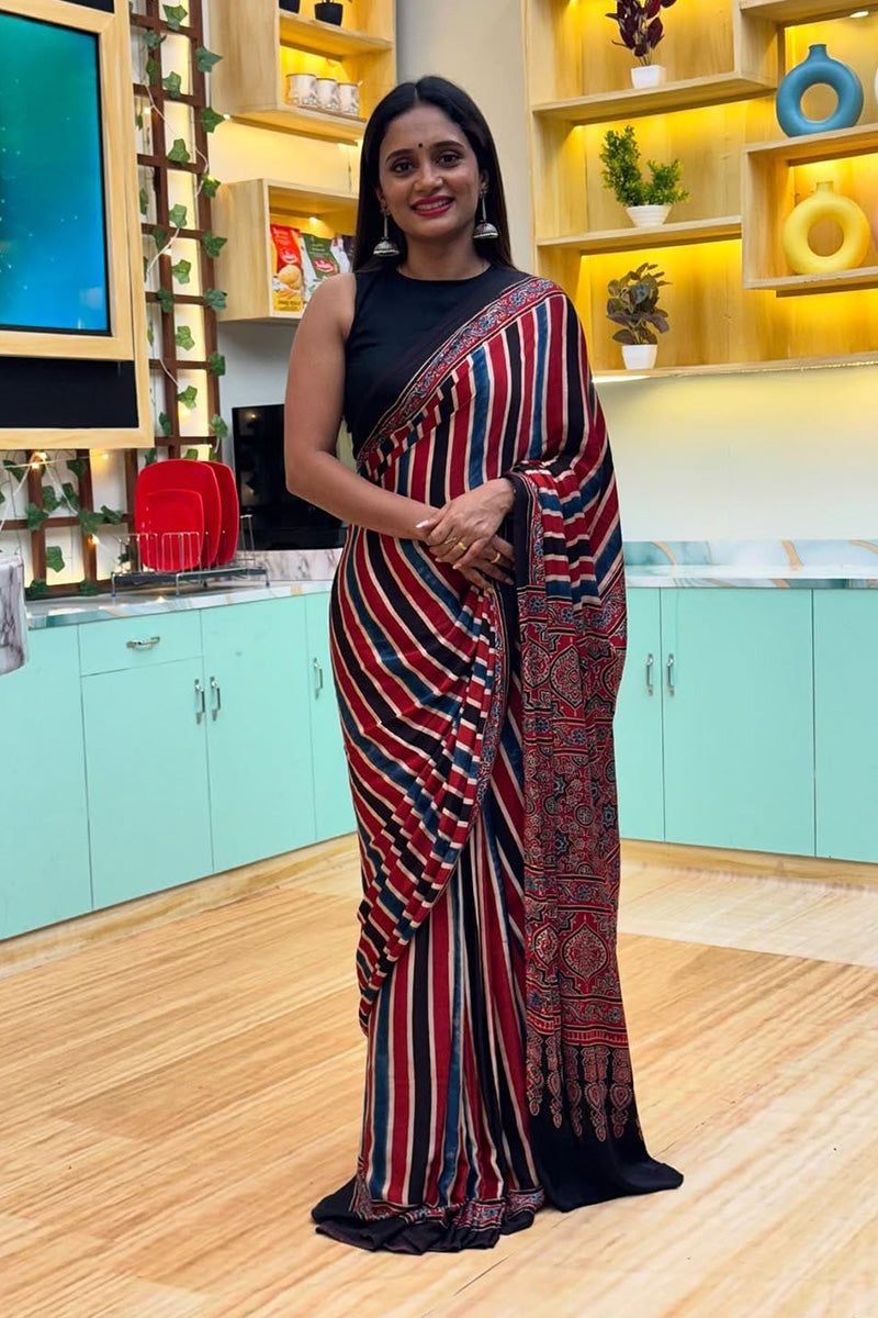 Innovative Muticolor 1 Minute Ready To Wear Digital Printed Premium Crape Silk Saree