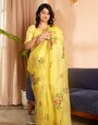 Most Stunning 1 Minute Ready To Wear Yellow Organza Saree